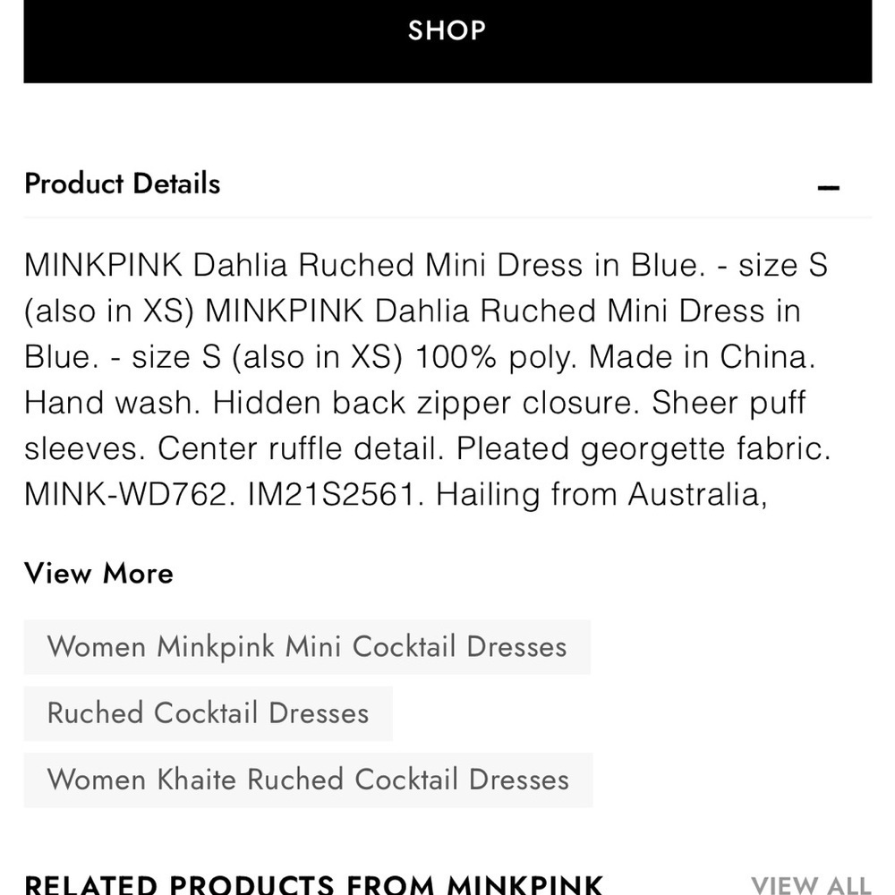 Mink Pink Blue Floral Dahlia Ruched Dress - Picture 7 of 16